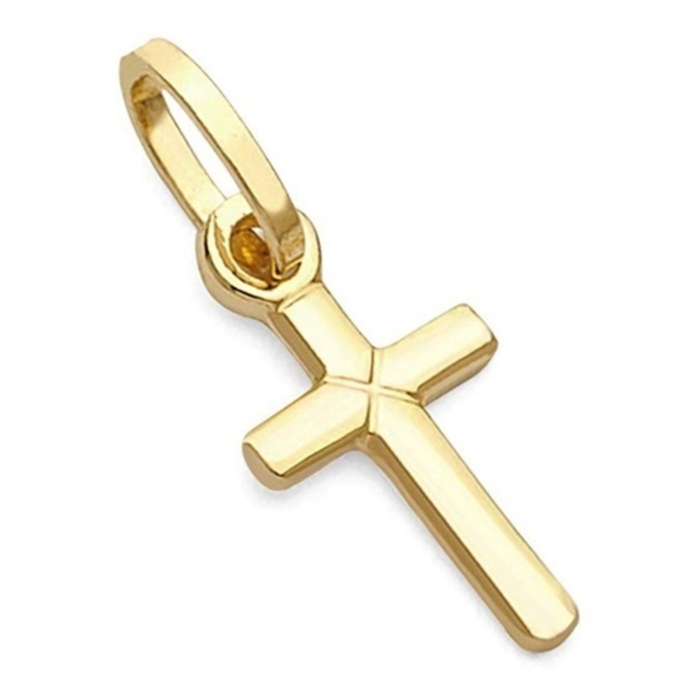 New tiny 14k REAL Yellow Gold Tiny Cross Pendant